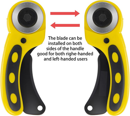 WORKLION Ergonomic Rotary Cutter Set: Safety Lock, 2 Replacement Blades for Sewing, Quilting, Scrapbooking & Arts & Crafts