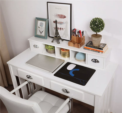 Modern Wood Computer Desk with 4 Drawers, White