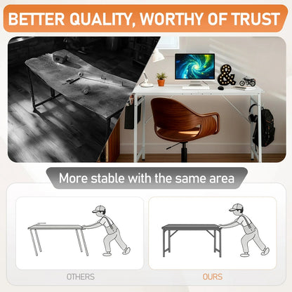 47" Wood Computer Desk PC Laptop Study Table Workstation Home Office Furniture, White