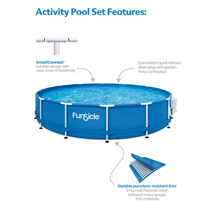 14Ft Activity above Ground Metal Frame Swimming Pool, Includes Skimmerplus Pump, Round, Age 6 & Up