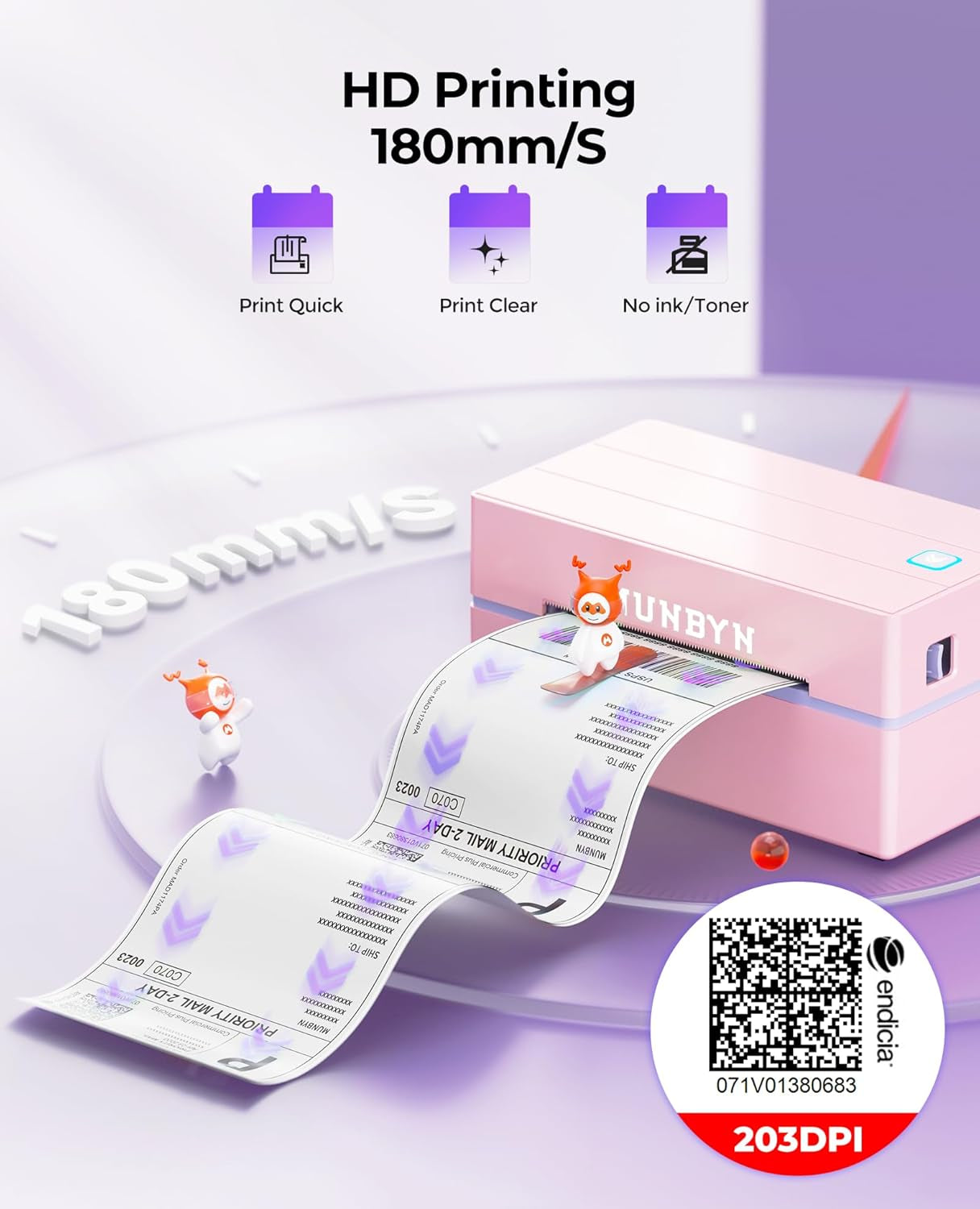 MUNBYN Bluetooth Thermal Label Printer, 130B Wireless 4X6 Shipping Label Printer for Shipping Packages Small Business Office or Home, Compatible with Iphone Android Ipad Windows Macos Chrome Etsy Ebay