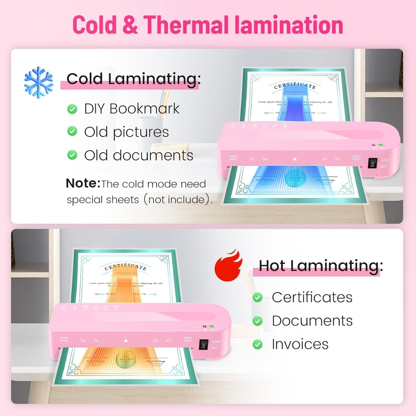 9 Inch Laminator Machine with 20 Laminating Sheets, Hot & Cold with Trimmer | A4 Laminating Machine for Office, School, Business and Home