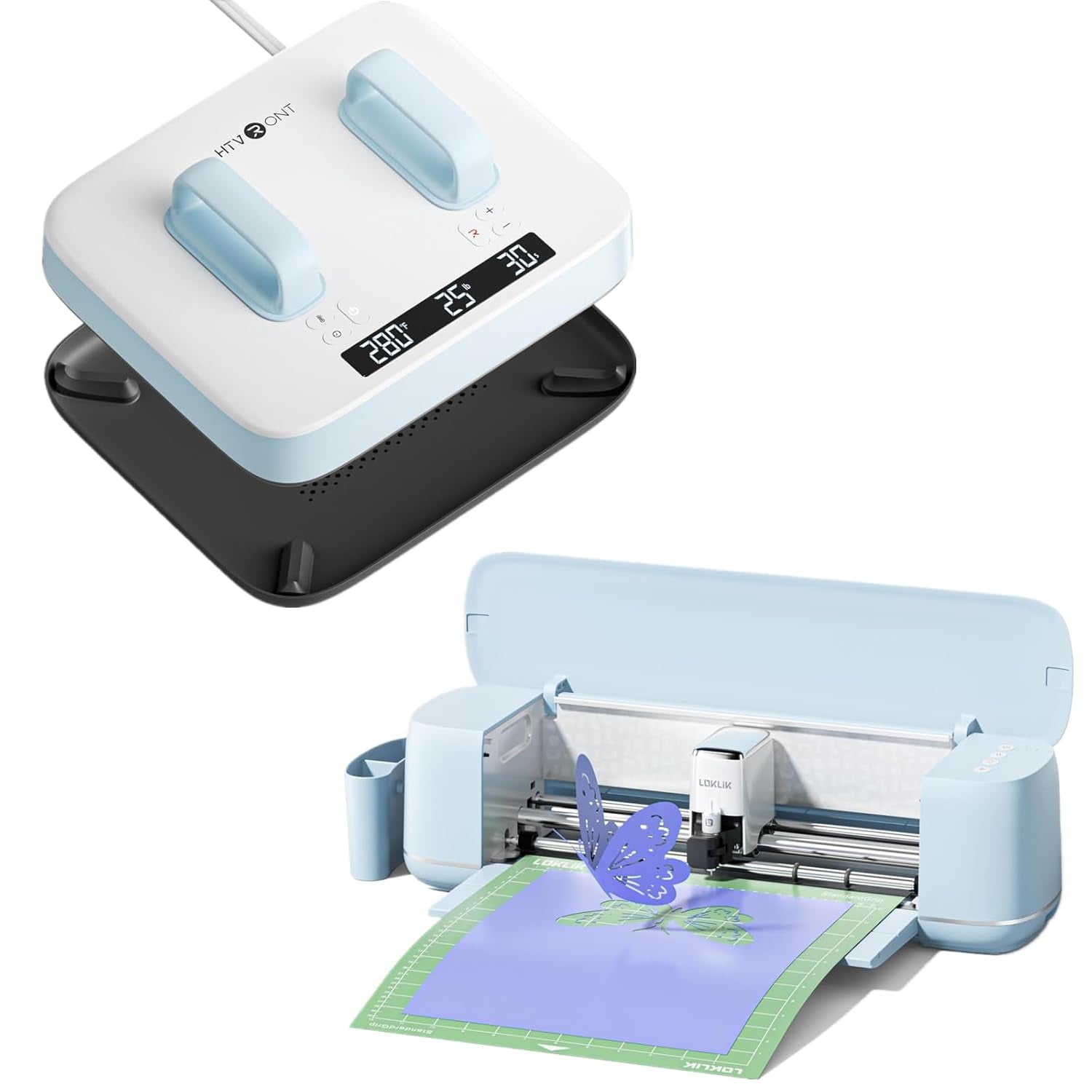 HTVRONT 12 X 10 Heat Press Machine Blue & Vinyl Cutting Machine 2 Blue