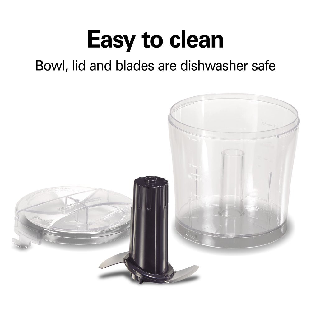 Food Chopper, 3 Cup, Chop, Puree, Emulsify, Stainless Steel Blades, Black, 72900