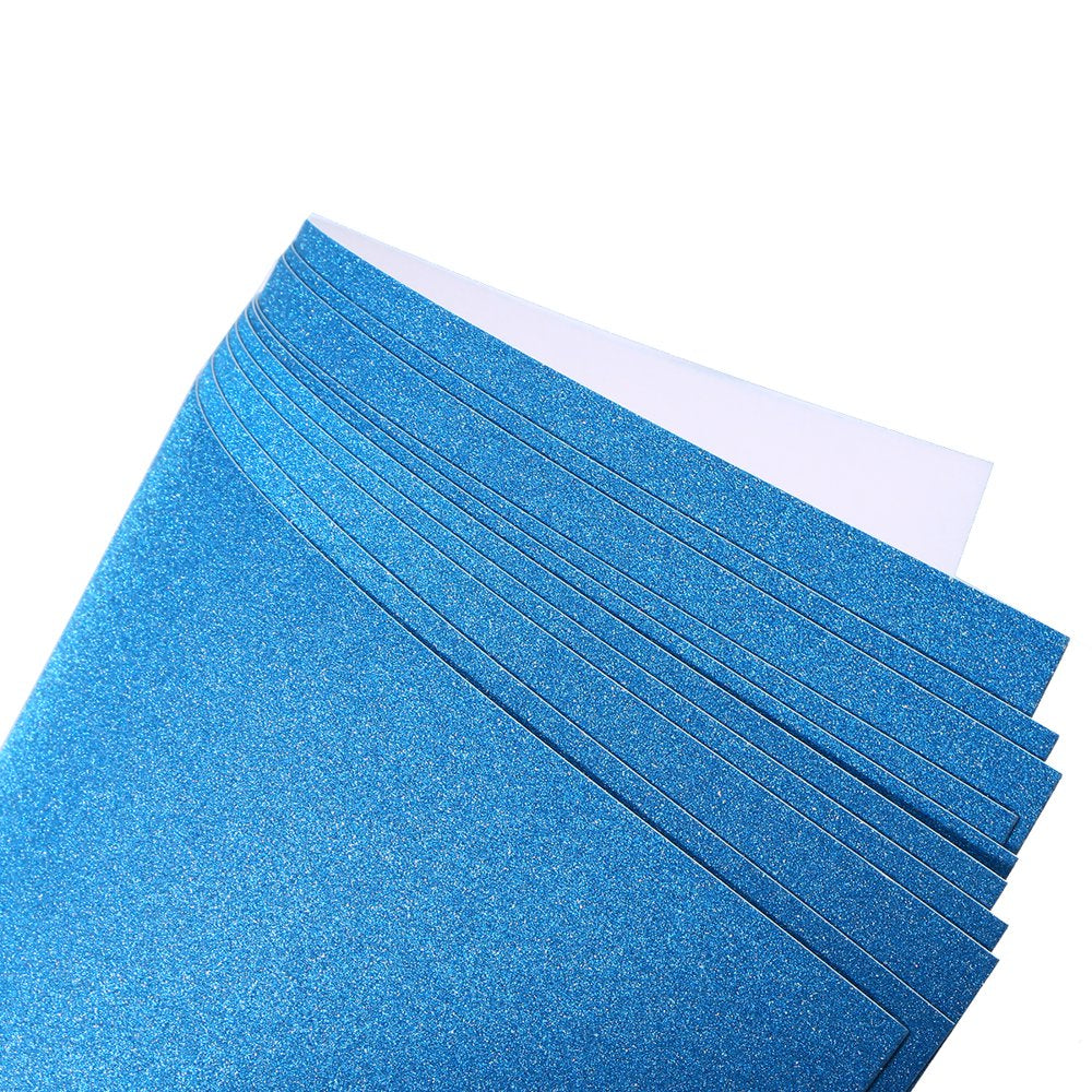 10Pcs A4 Sheets Glitter Cardstock Making Diy Material Sparkling Craftwork Scrapbooking (Sky Blue)