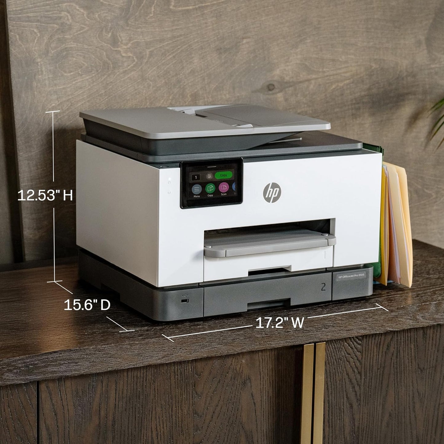 HP Officejet Pro 9135 Wireless All-In-One Color Inkjet Printer, Print, Scan, Copy, Fax, ADF, Duplex Print/Scan, Best-For-Office, 3 Month Trial of Instant Ink Included, Ai-Capable (C2WM0A)
