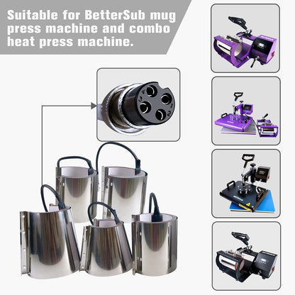 Bettersub Mug Cup Press Heating Transfer Attachment Silica Gel 110V for Heat Press Machine Transfer Sublimation 40Oz Skinny Tumbler Cup Cylindrical