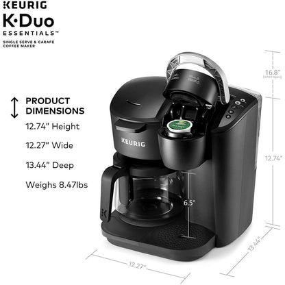 K-Duo Essentials Black Single-Serve K-Cup Pod Coffee Maker, Black