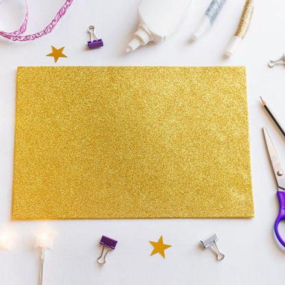 5 Sheets Glitter Cardstock Paper for DIY, 7.8 Inch X 11.8 Inch, Gold Tone, 80Gsm
