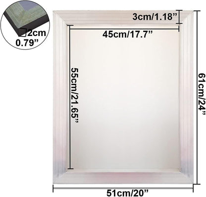 Aluminum Silk Screen Printing Screens 20 X 24 Inch Frame-110 White Mesh (6 PCS)