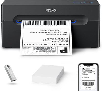 Nelko Bluetooth Thermal Shipping Label Printer, Wireless 4X6 Shipping Label Printer for Small Business, Support Android, Iphone and Windows, Widely Used for Amazon, Ebay, Shopify, Etsy, USPS