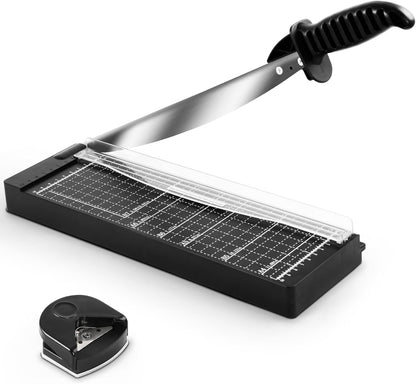 Paper Cutter 12 Inch, 12 Sheet Capacity, Heavy Duty Paper Cutter for Cardstock, Guillotine Paper Trimmer for Crafting, Classroom and Office