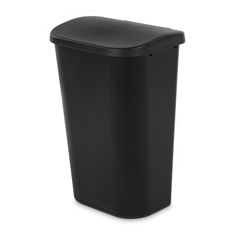 11.3 Gal. Lift Top Wastebasket Plastic, Black