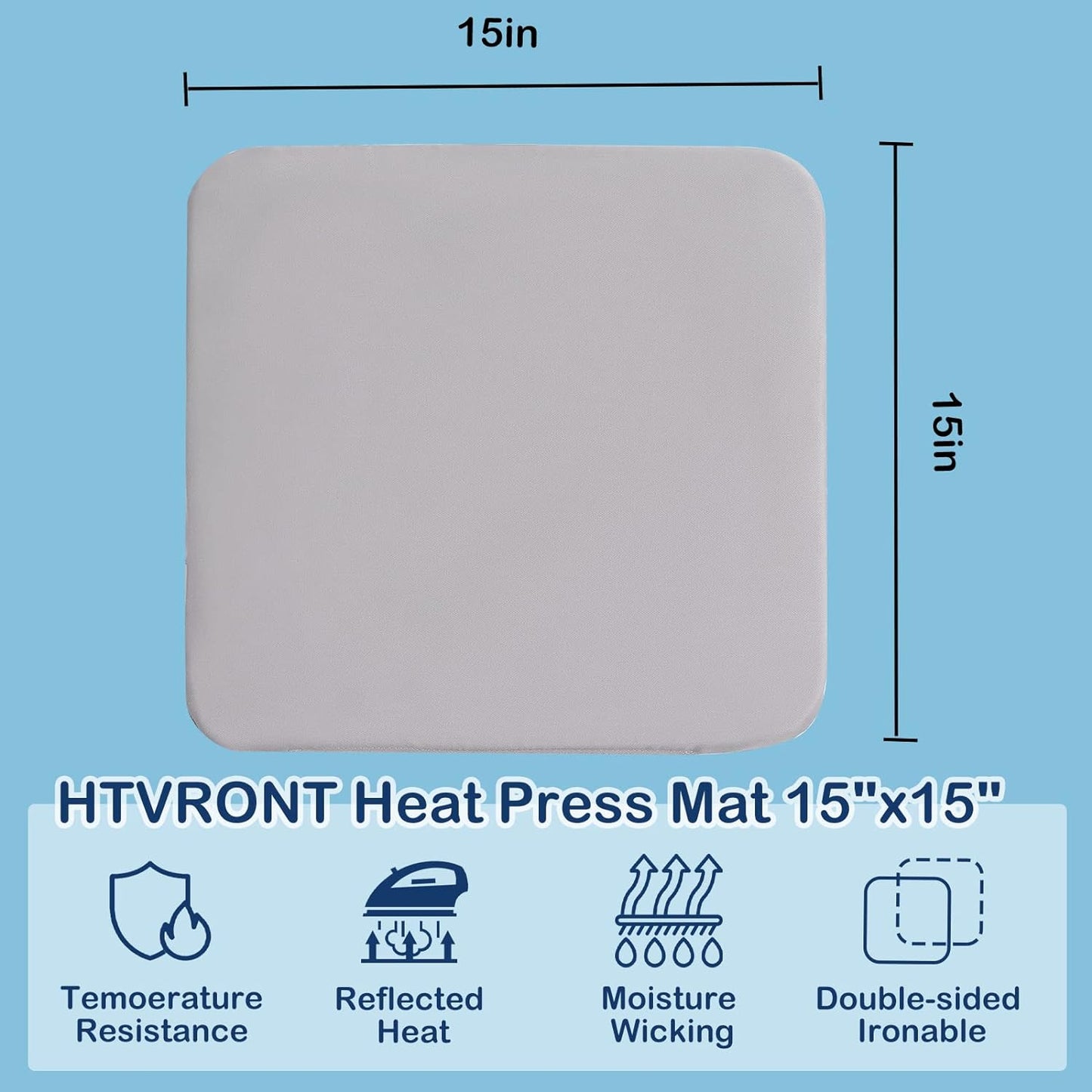 Heat Press Mat Compatible with Cricut Cutting Machine, Heat Press Pad 15"X15" for Craft Vinyl Ironing Insulation Transfer, Double Sides Applicable Heat Mat for Heat Press Machines