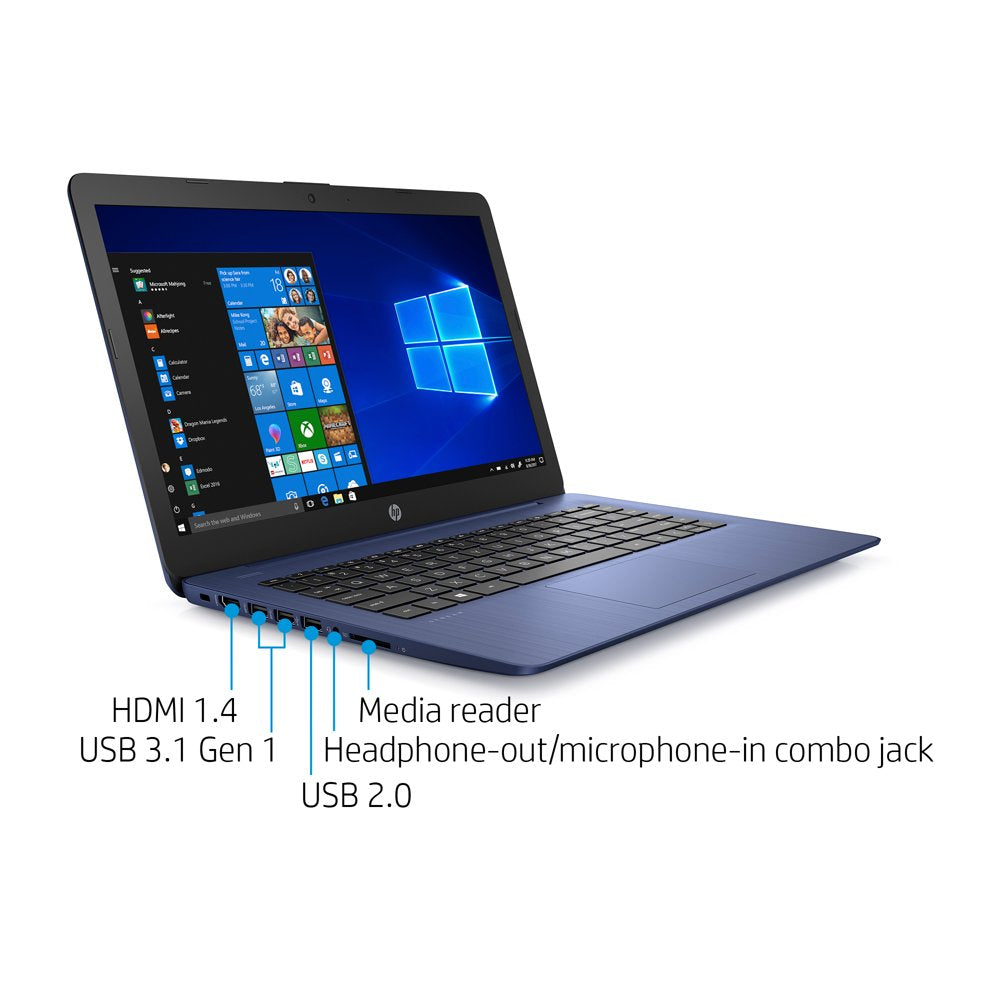 14" PC Laptop, Intel Celeron N4000, 4GB RAM, 64GB HD, Windows 10S with 1 Year Office 365, Blue, 14-Cb171Wm