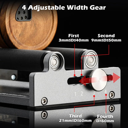 Rotary Roller with Bracket, Y-Axis Rotary Roller 360° Rotation for Cylindrical Objects, Tumbler, Cups, Bottles, Pens, Wine, Laser Rotary Aattachment for Carverall Laser Engraver and Cutter