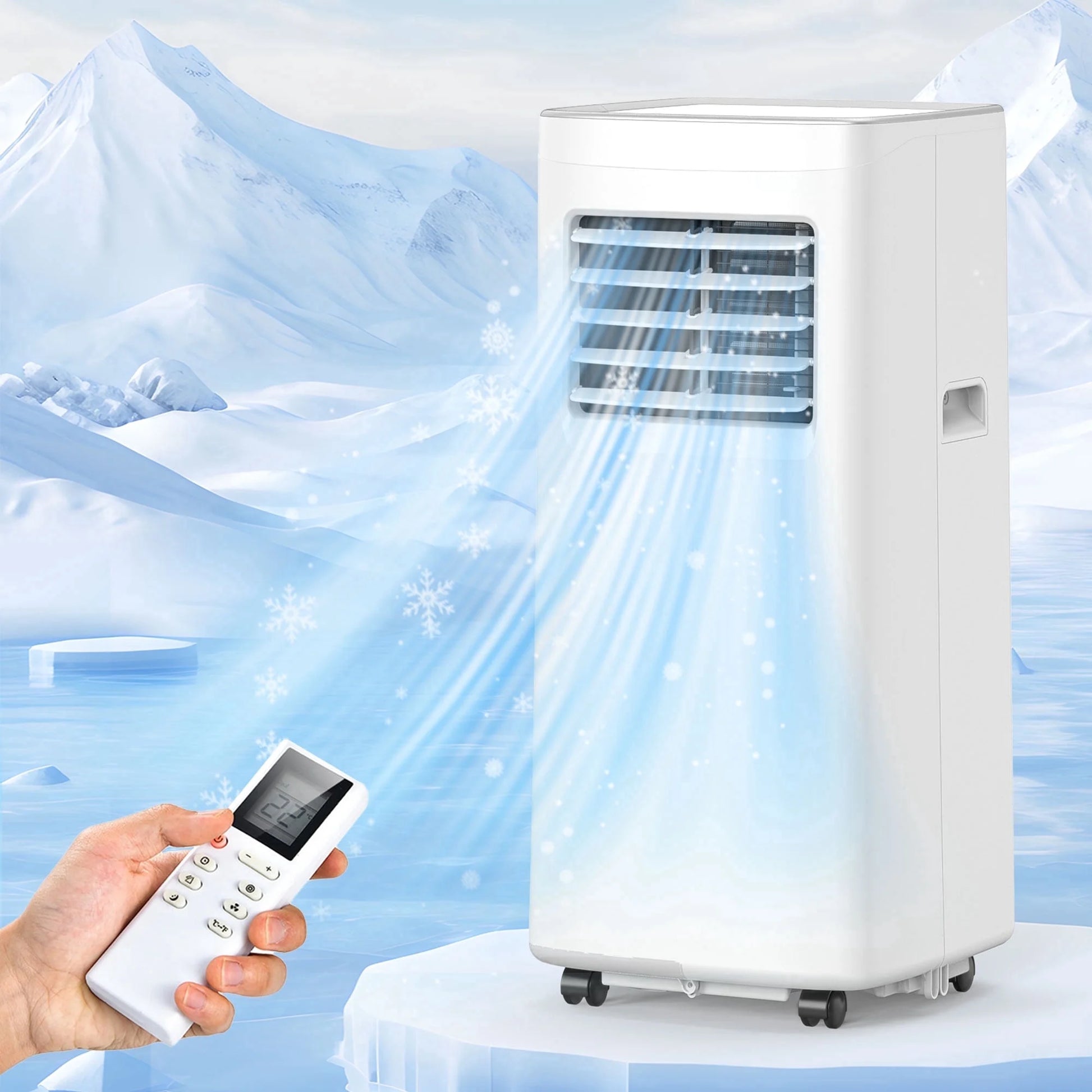 8500 BTU Portable Air Conditioners, 4 In1 Air Conditioner with Remote Control,Portable AC Cooling Range up to 360 Sq.Ft, Windows Kit,Brush,White