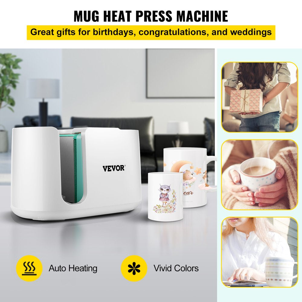 Mug Press Machine, Automatic Mug Heat Press 11-15Oz, Cup Transfer Sublimation Portable Coffee Presser with One-Touch Button, Pro Easy Mug Press Machine DIY Printing as Family Friends Presents Gi