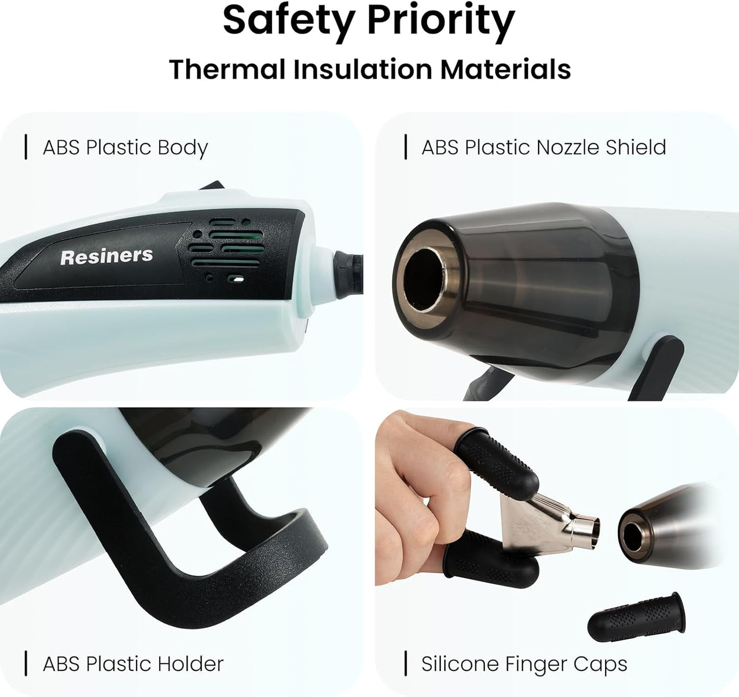 Heat Gun for Resin, 350W Fast Heating Dual Temp Heat Gun (482°F~662°F) with 3 Nozzles & 3 Silicone Covers, 4.9Ft Long Heat Gun for Bubble Remove,Vinyl Shrink Wrap,Candle Making,Epoxy Resin