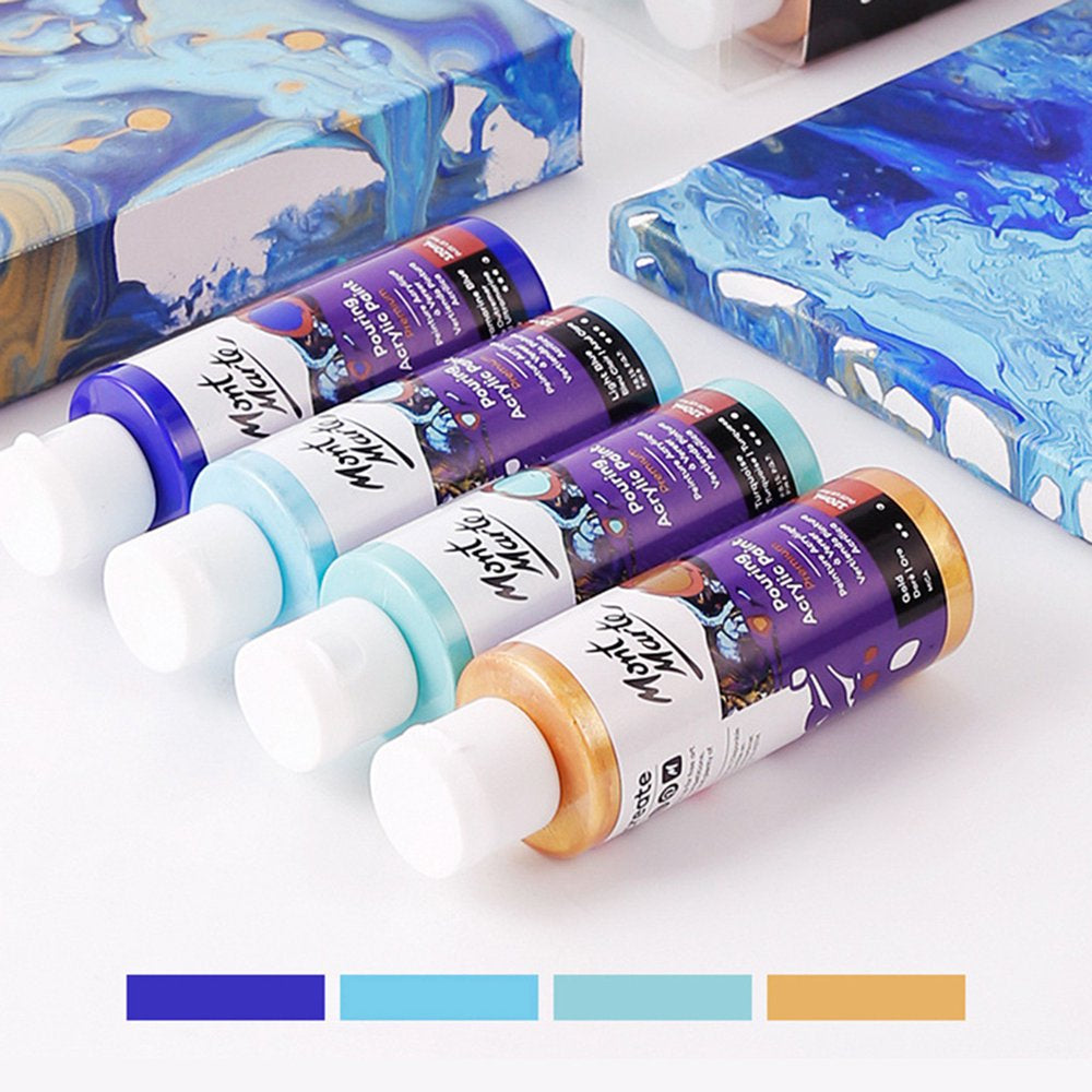 4Pcs Pouring Acrylic Paint Kit 4 Colors Liquid Acrylic Pigment Easter Supplies