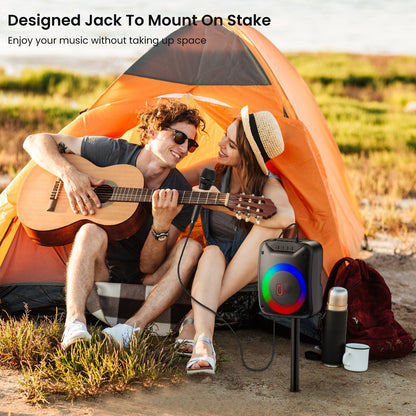 Bluetooth Speaker with Microphone, Portable Outdoor Speaker, Party Speaker with Lights, Portable PA System, D18