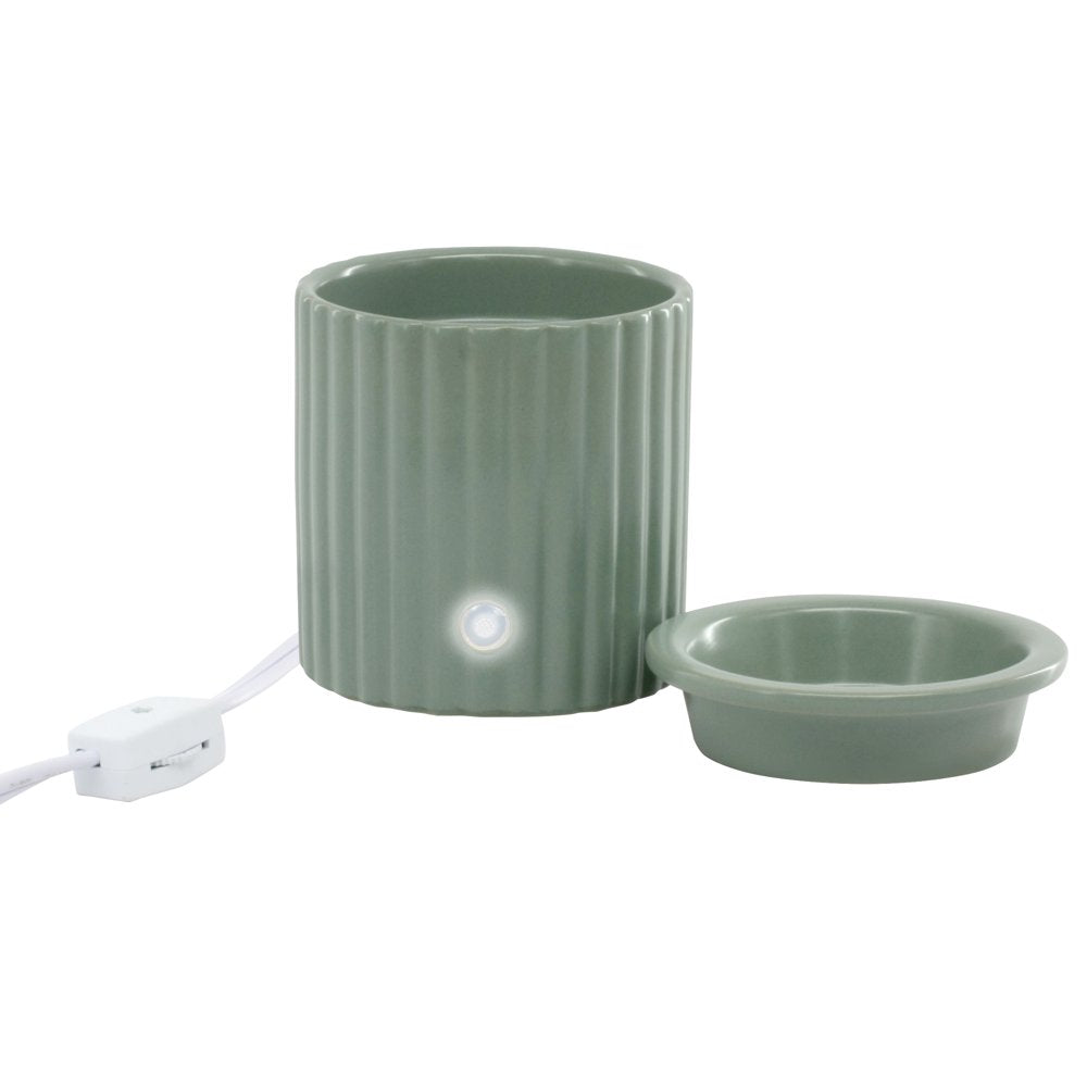 Electric Ribbed Green Ceramic Wax Warmer, Single Pack