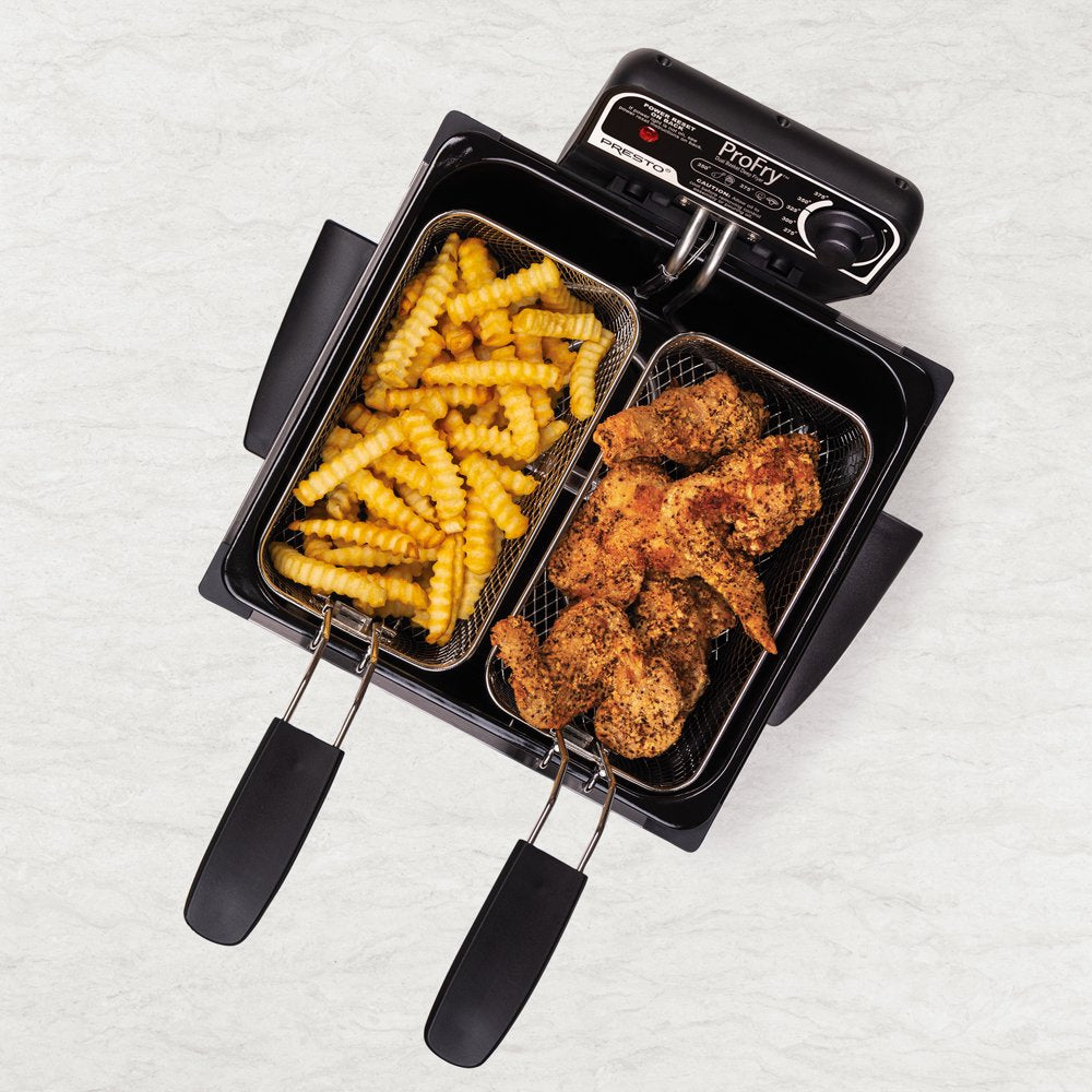 5Qt Dual Basket Pro Fry Immersion Element Black Deep Fryer 05489