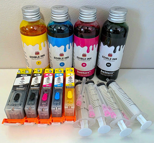 Edible Ink Bundle- Refill 4 Bottles W/ Tools & PGI 280/281 Edible Cartridge,5Set