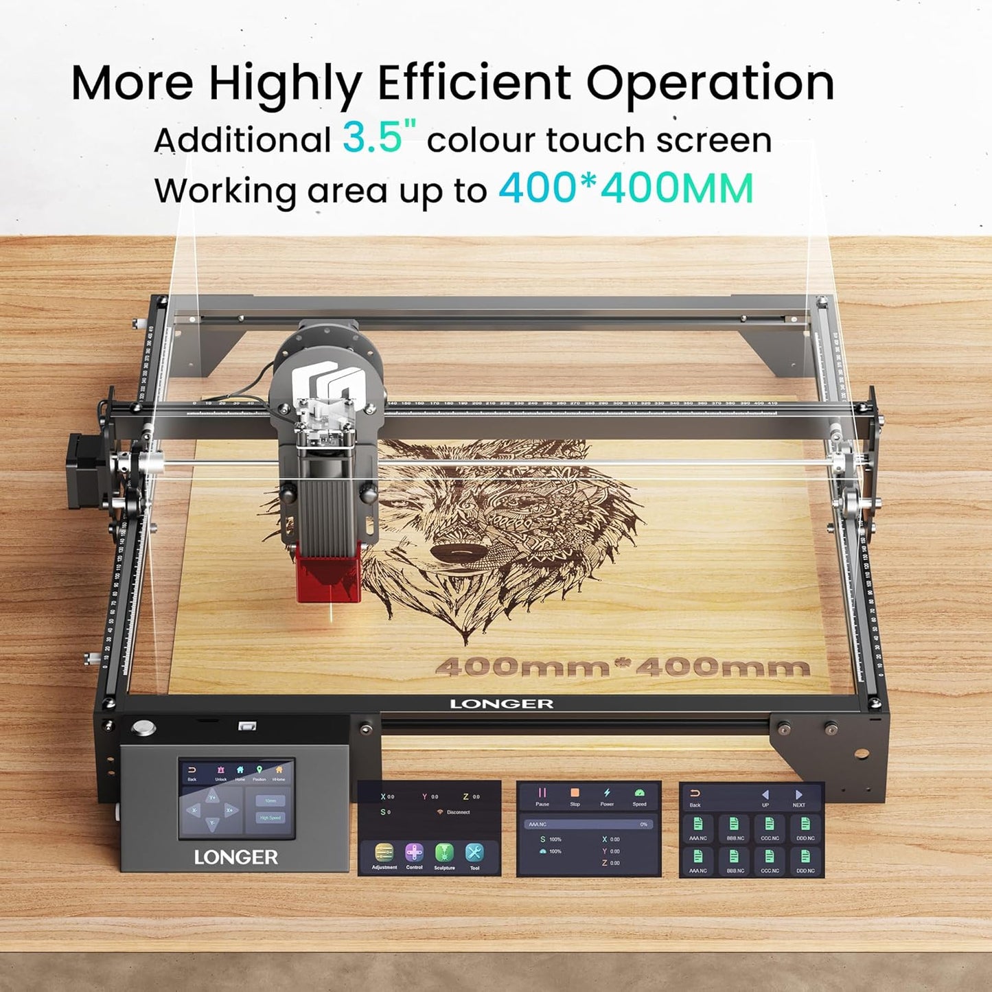 LONGER Laser Engraver Ray5 5W Higher Accuracy DIY Laser Engraving Machine with 3.5" Touch Screen,Offline Usage Laser Cutter,400X400Mm,0.08Mm Laser Spot, CNC Laser Cutter for Wood Metal Acrylic Glass
