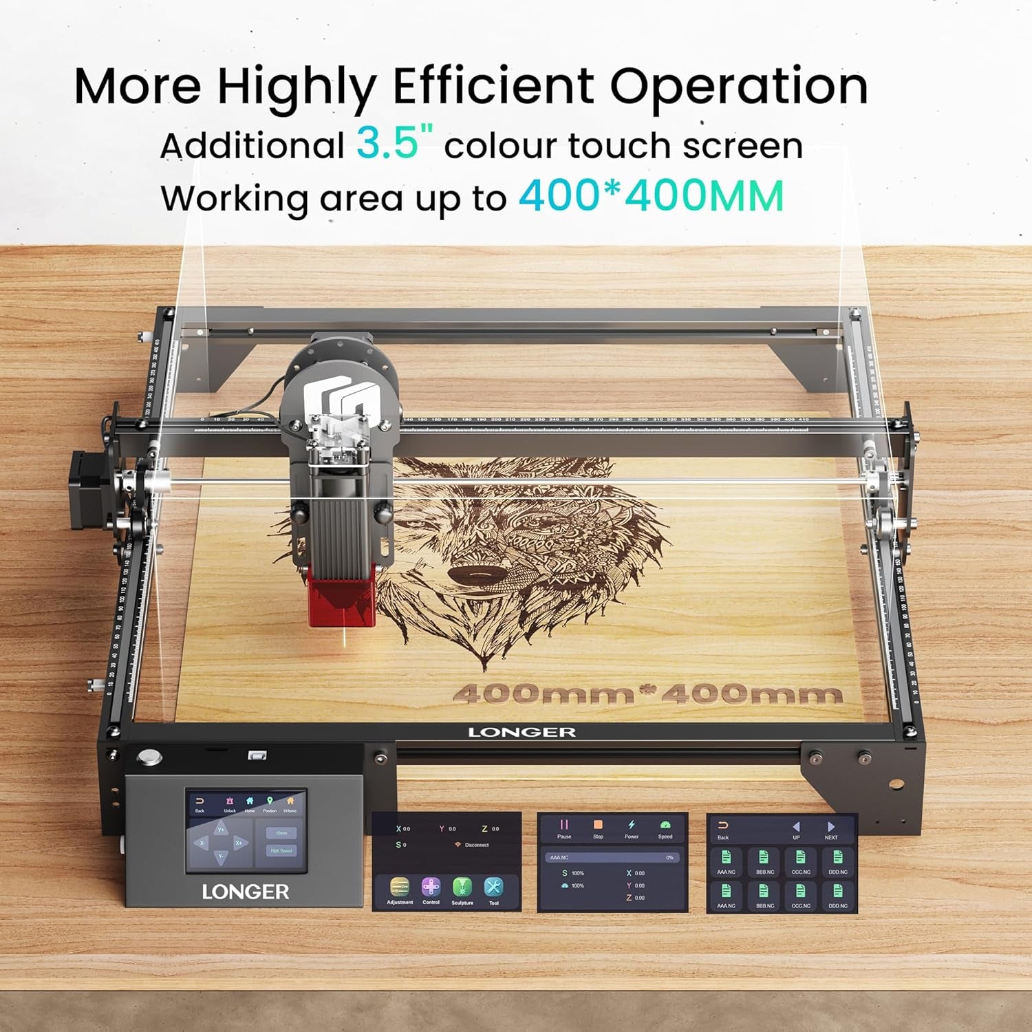 LONGER Laser Engraver Ray5 5W Higher Accuracy DIY Laser Engraving Machine with 3.5" Touch Screen,Offline Usage Laser Cutter,400X400Mm,0.08Mm Laser Spot, CNC Laser Cutter for Wood Metal Acrylic Glass
