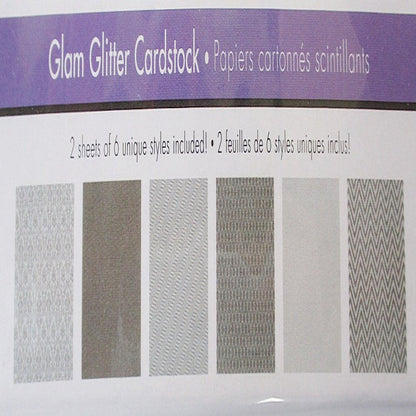 Glam Glitter Patterned Card Stock - 6 X 6 Inches - 12 Sheets of Silvery Patterns
