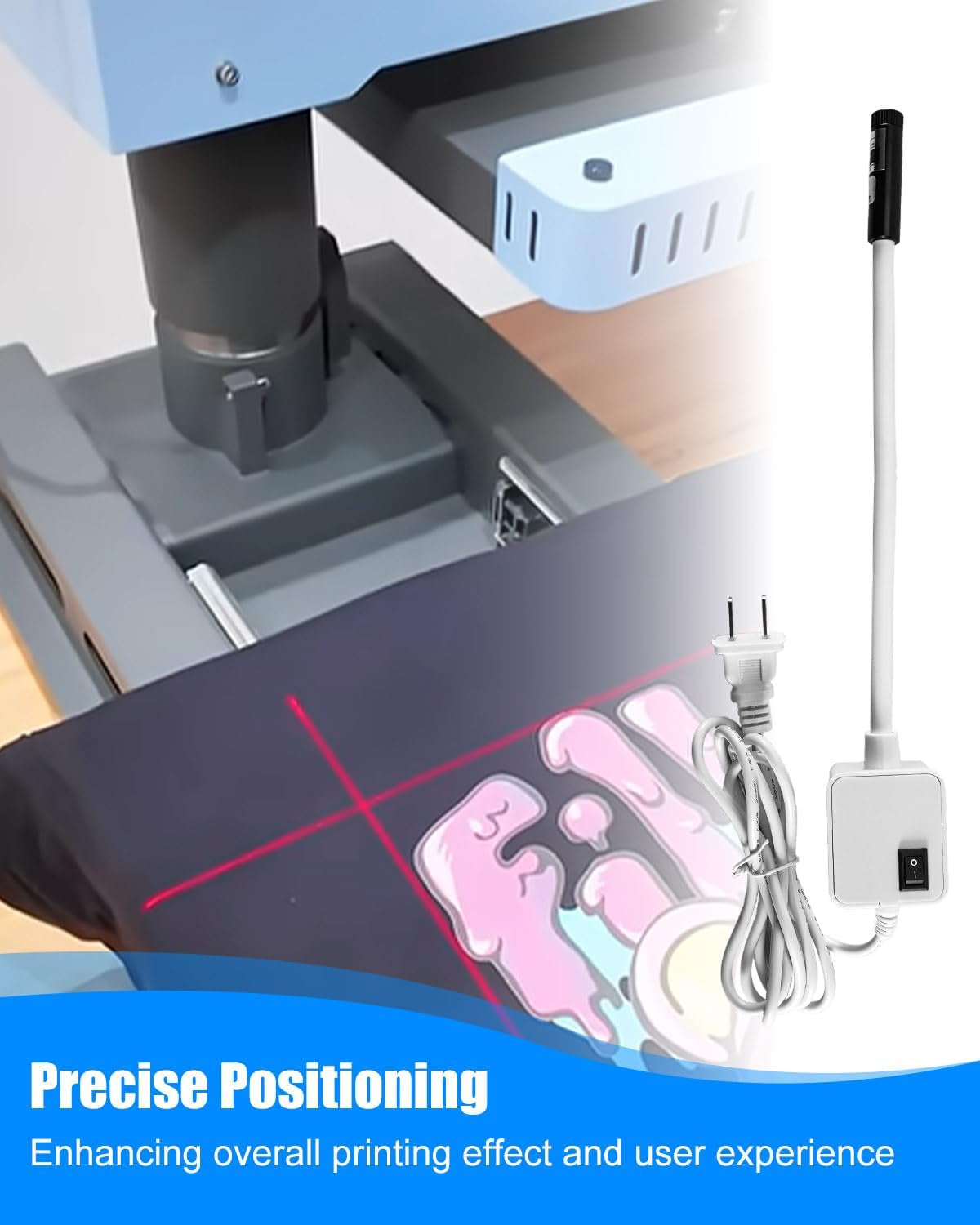 DTF Laser Positioning Tool for Hat & T-Shirt Press Machine, Precise Placement for Sublimation, Heat Press Laser Alignment System, 39 Inches Power Cord