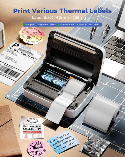 Phomemo Label Printer, Bluetooth M421 4 X 6 Shipping Label Printer, Thermal Portable Printers for Shipping, Warehouse, Barcode, Address,Compatible with Phone & PC