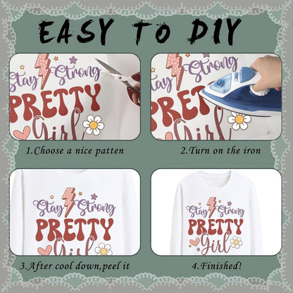 DTF Transfers Ready to Press - 30 Sheets Positive Quotes Iron on Transfers for T-Shirt Inspirational Iron on Decals Patches DIY Heat Vinyl Stickers for Clothing Pillow Hat Hoodie Bagpack