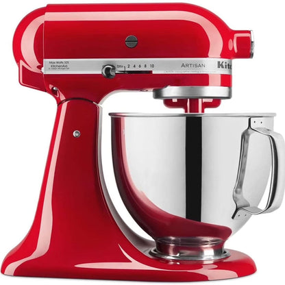 Artisan Series Tilt Head 5 Qt Stand Mixer, Passion Red with Flat Beater, Dough Hook, Whip