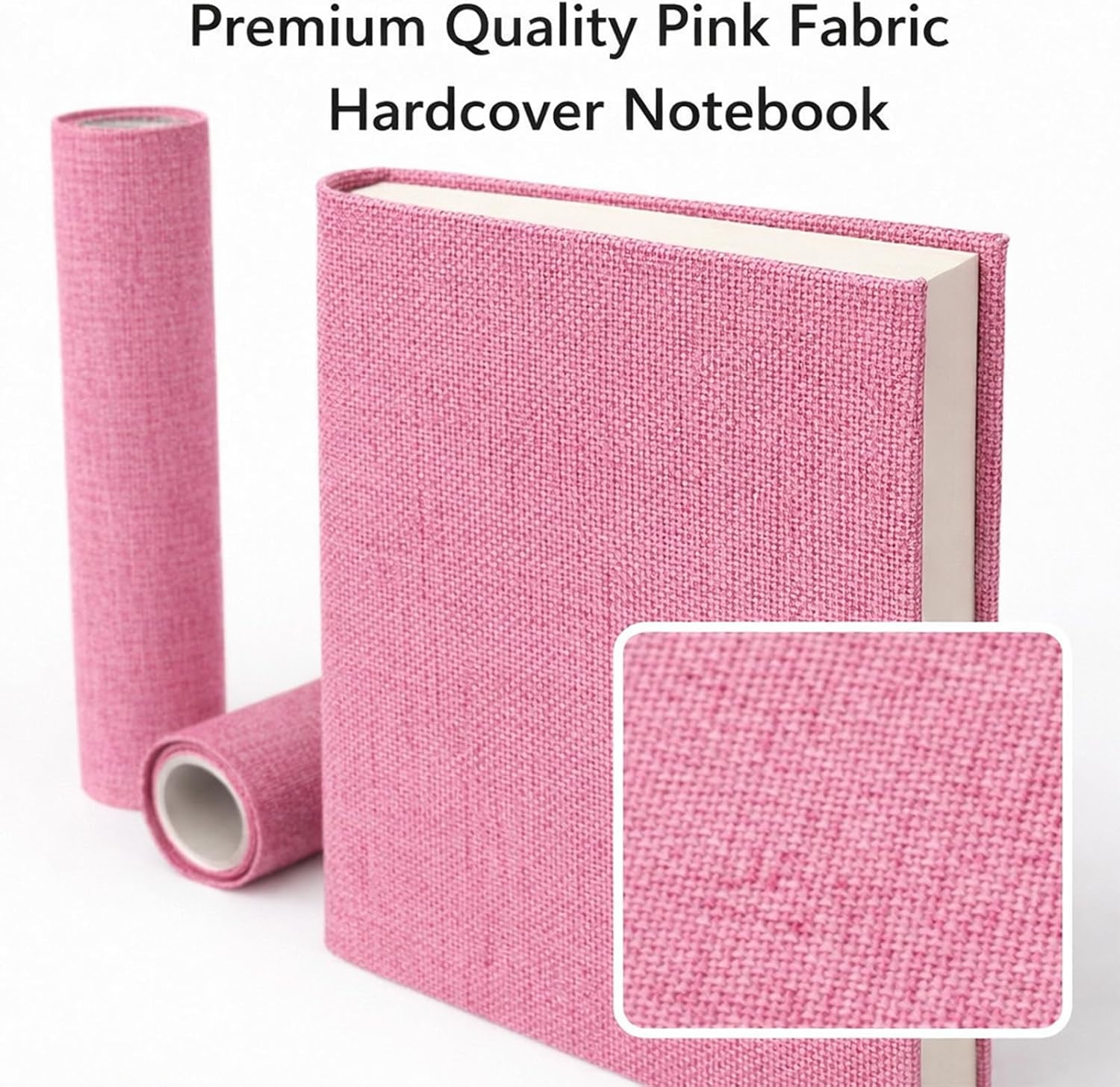 Pink Bookbinding Linen Fabric 57" X 17.3" for DIY Book Covers, Archival Grade Thick Backing, Durable Fray-Resistant Cloth for Wedding Albums, Scrapbooks & Custom Binding, Multi-Color Options (Pink)