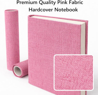 Pink Bookbinding Linen Fabric 57" X 17.3" for DIY Book Covers, Archival Grade Thick Backing, Durable Fray-Resistant Cloth for Wedding Albums, Scrapbooks & Custom Binding, Multi-Color Options (Pink)