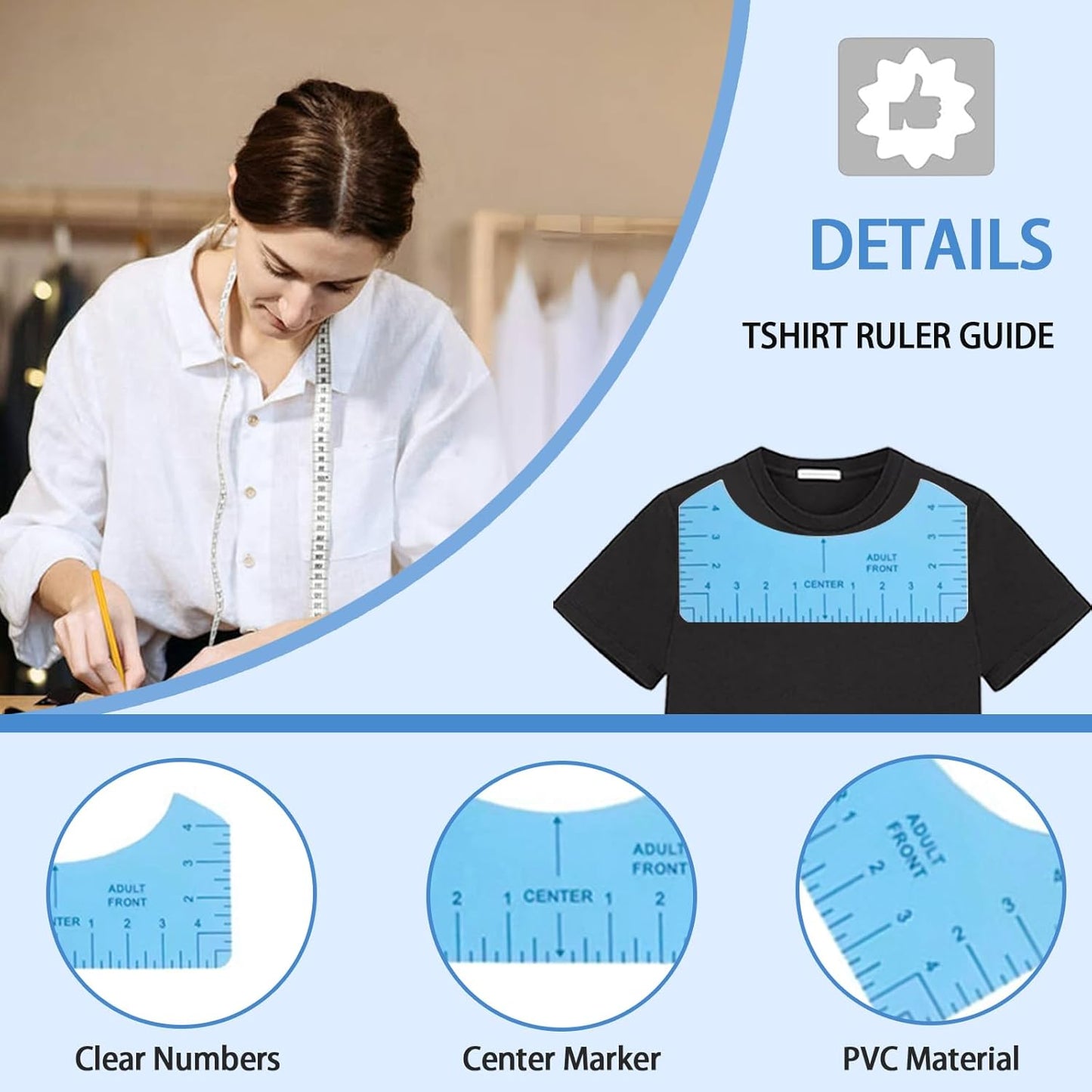 Sublimation Shirts Tool Kits for Vinyl Alignment,Portable Pad for Ironing,T-Shirt Rulers Guide and Teflon Sheet for Cricut Heat Press HTV Vinyl Center Designs,Craft Sewing Accessories