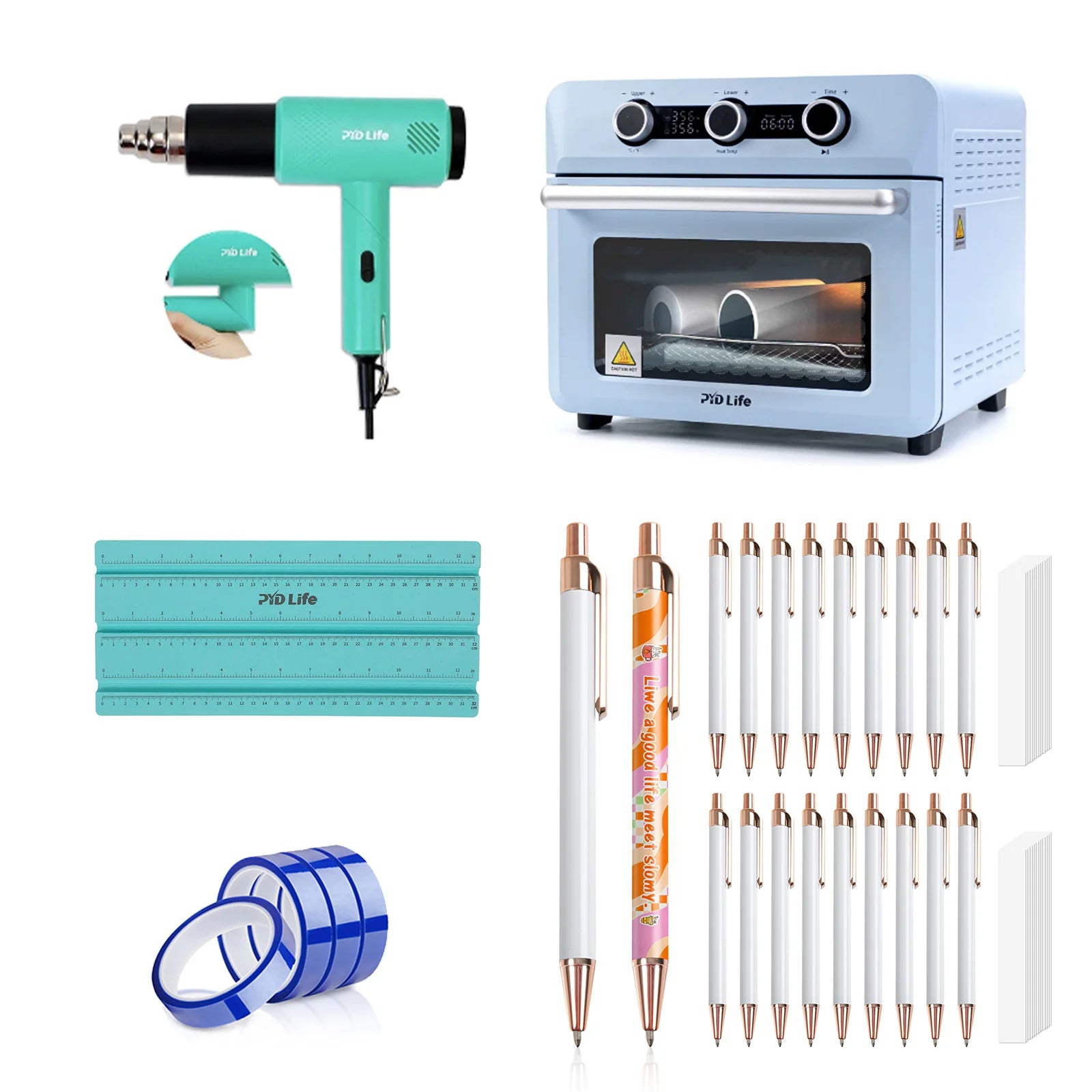 Sublimation Pens Machine Bundle with 20PCS Sublimation Pens Blanks,25 L Sublimation Oven Machine,Heat Tape,Wrapping Measuring Tool,Heat Blower