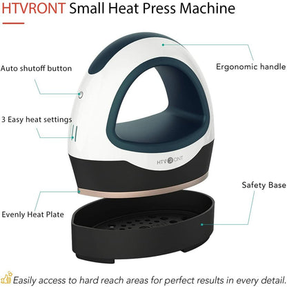 Dark Green Mini Heat Press Machine Portable Press Machine Iron Press for T-Shirt Clothes Hat Bags