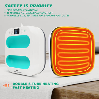 MECOLOUR Heat Press Machine for T Shirts, Portable Heat Press 9"X9" with Heat Press Mat, PTFE Teflon and 8 Pcs Tshirt Ruler Guide, Tshirt Press Machine for Sublimation, HTV, Heat Transfer 110V(Green)