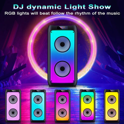 Party Speaker, Portable Bluetooth Speaker with 2 Microphone, Stereo Bass Speaker for Christmas Party