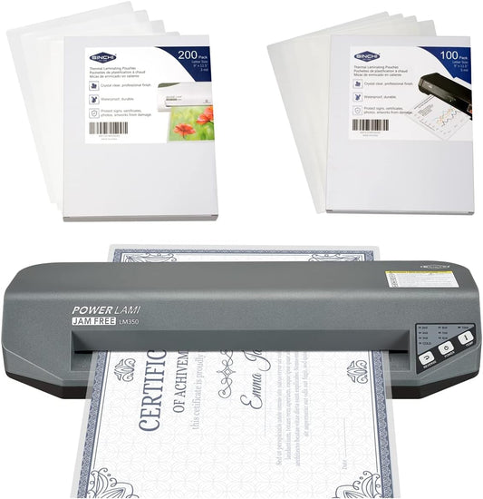 SINCHI Never Jam, 48-Second Warm-Up, 3-10 Mil, 13" Laminator & 3 Mil 200 Pack & 5 Mil 100 Pack Laminating Sheets