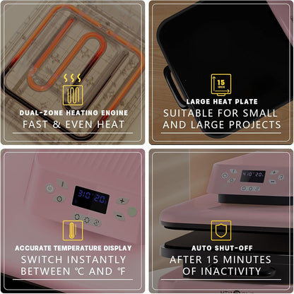 Auto Heat Press Machine for T Shirts, Auto Tumbler Heat Press, Pink