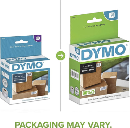 DYMO Authentic LW Multi-Purpose Labels DYMO Labels for Labelwriter Printers Great for Barcodes 1" X 2-1/8" 1 Roll of 500