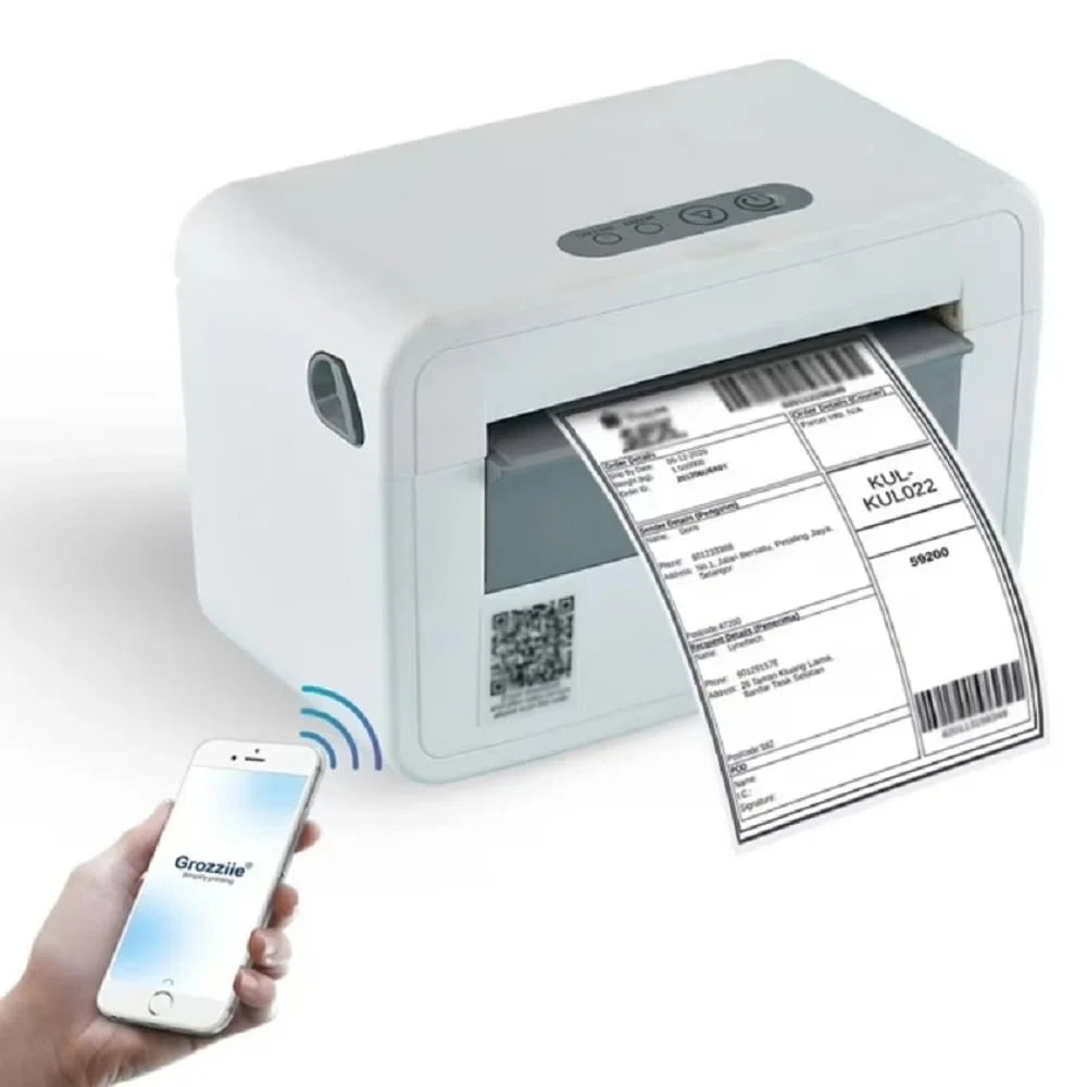 Thermal Label Printer, 203DPI Usb-Bluetooth Shipping Label Printer with Holder