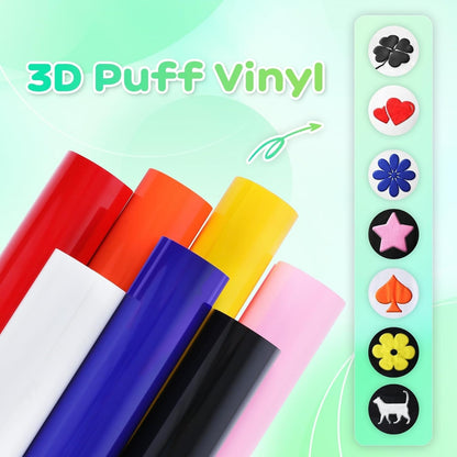 Aoder White Puff Vinyl Heat Transfer - 12" X6Ft White HTV 3D Puff Heat Transfer Vinyl, Puffs Iron on Vinyl for T Shirt Compatible with All Cutting Machines