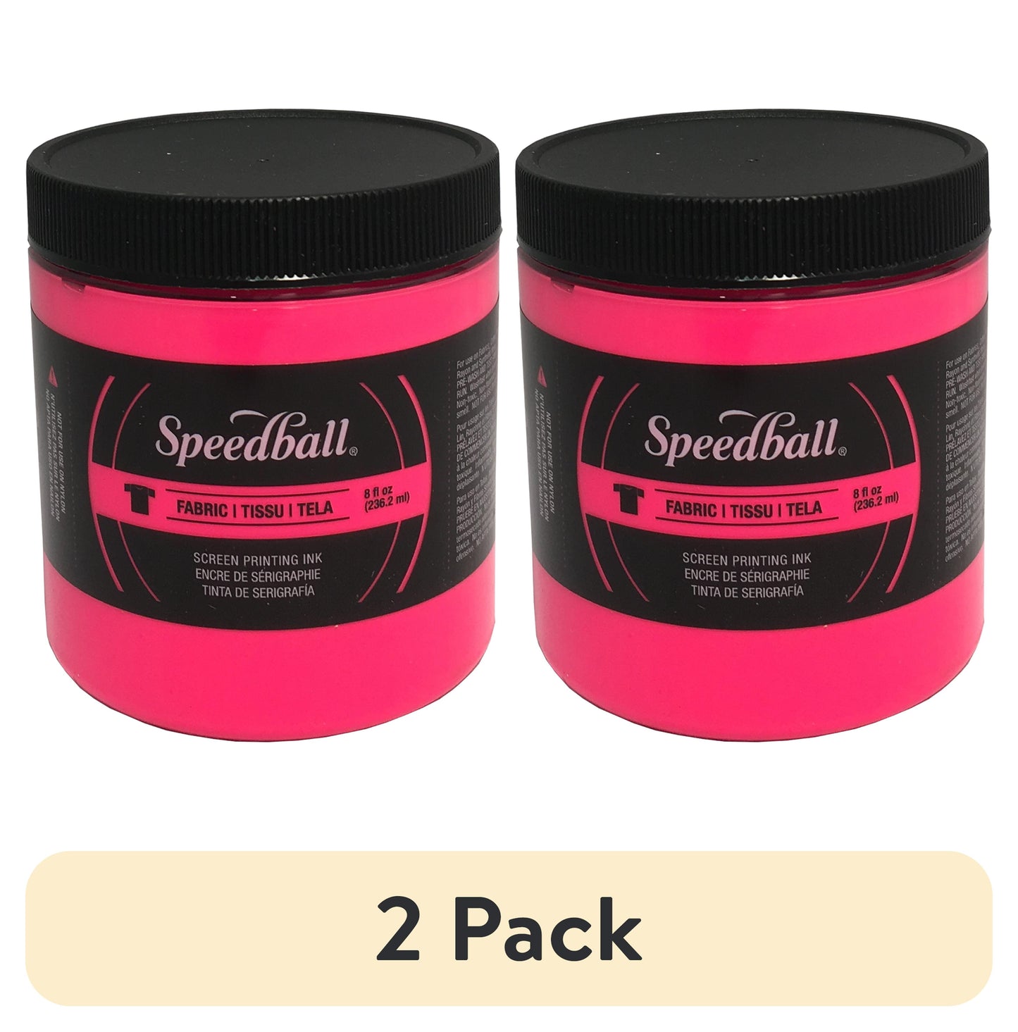 (2 Pack)  Art Fabric Screen Printing Ink, Fluorescent Hot Pink, 8 Oz