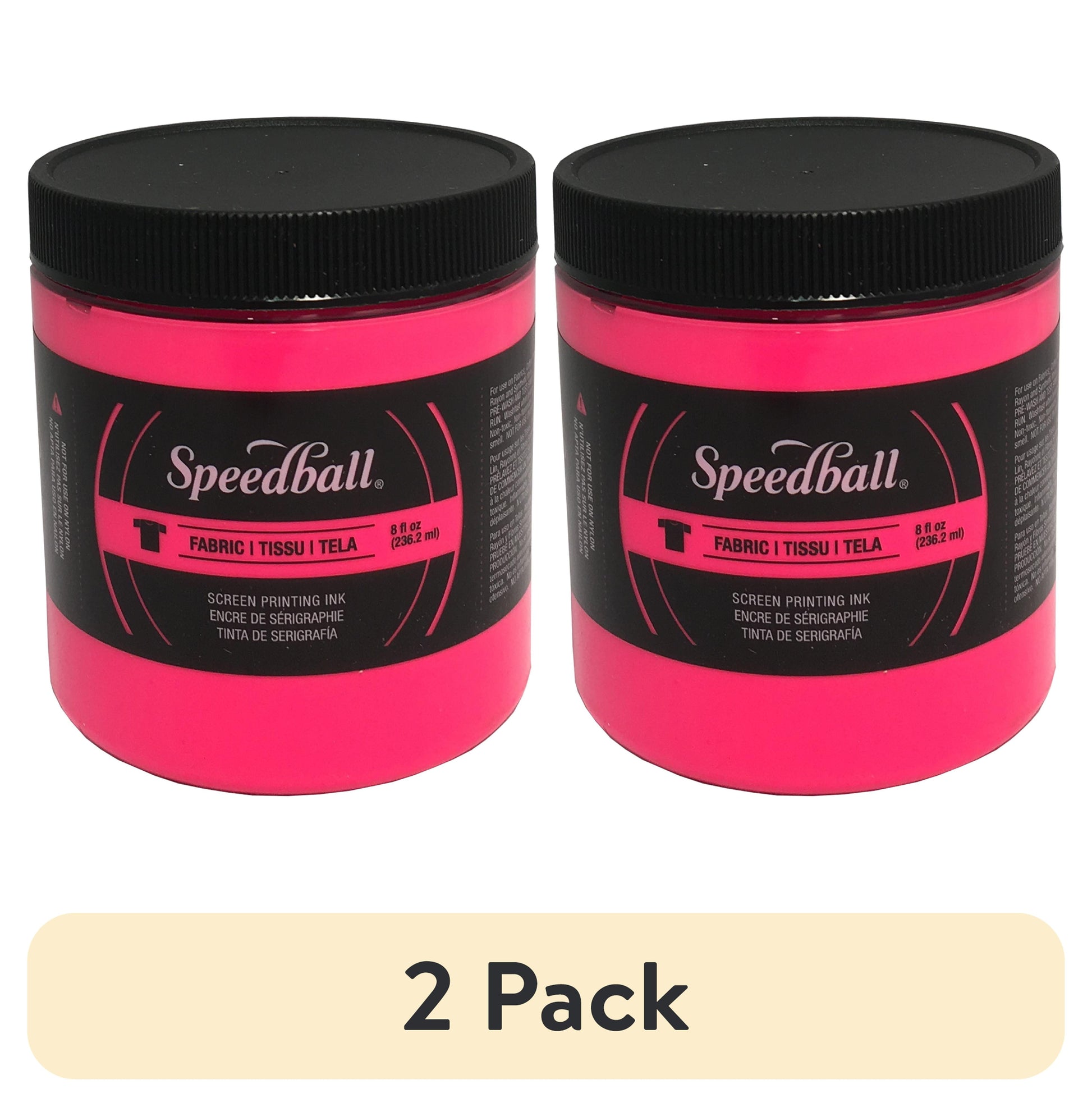 (2 Pack)  Art Fabric Screen Printing Ink, Fluorescent Hot Pink, 8 Oz