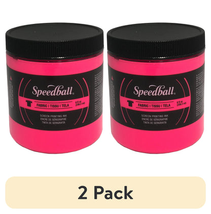 (2 Pack)  Art Fabric Screen Printing Ink, Fluorescent Hot Pink, 8 Oz